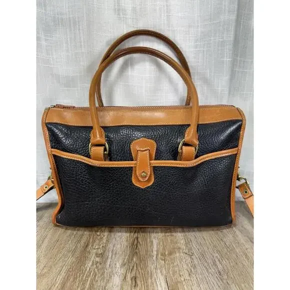 Dooney Bourke Vintage Leather Handbag Black/Tan, All Weather, Satchel/Top Handle - Picture 7 of 9